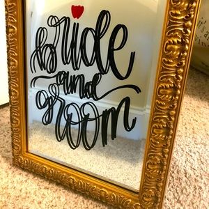 Bride and Groom Mirror in Gold Frame